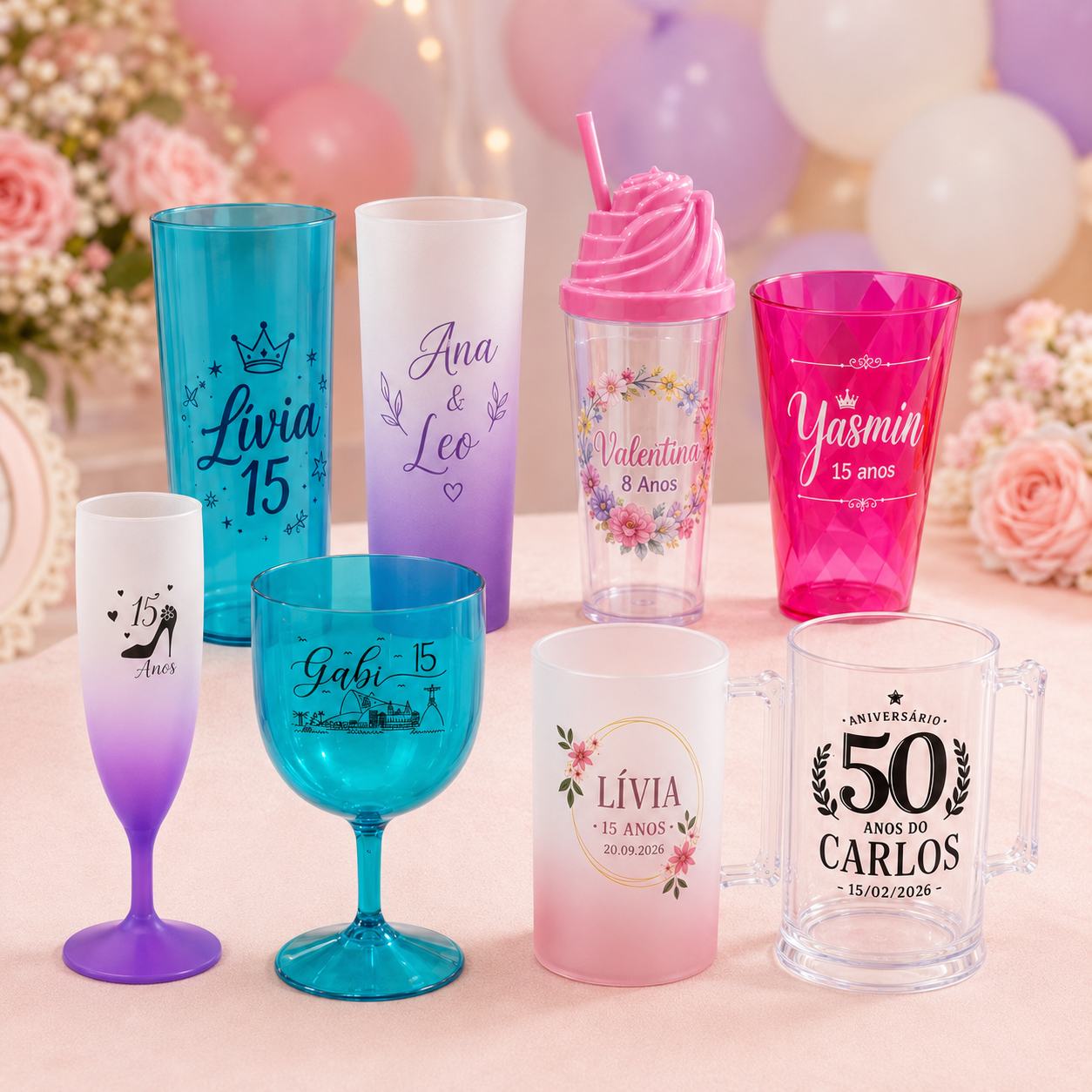Copos, taças e canecas personalizadas para eventos
